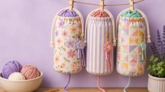Tharvi handmade crochet bottle bags and yarn